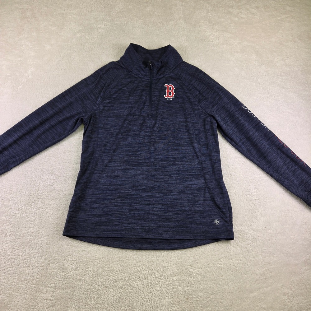 47 Brand Boston Red Sox Navy Blue Space Dye Quarter Zip Pullover Mens Medium